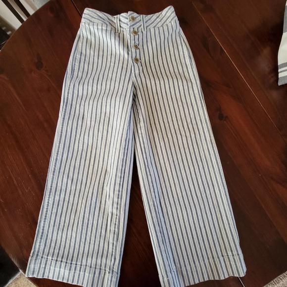 Madewell Pants 25 Emmett Wide Leg Cropped Pants Striped H7247 - Picture 5 of 6
